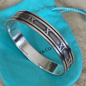 Tiffany & Co. Atlas Wide Solid 925 Sterling Silver Bangle Bracelet - 49g